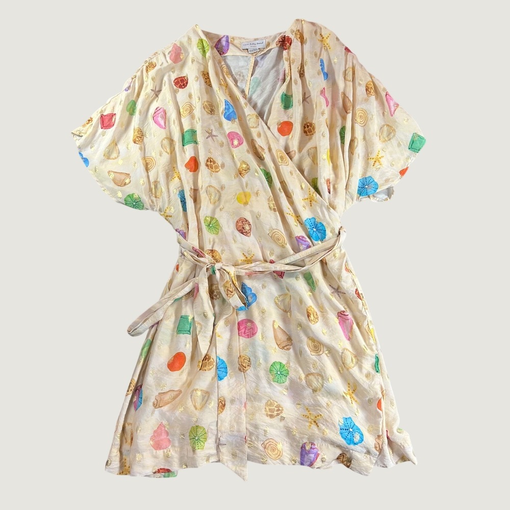 Never Fully Dressed Seashell Gold Foil Wrap Dress Cream Plus Size US 22 - Picture 8 of 16